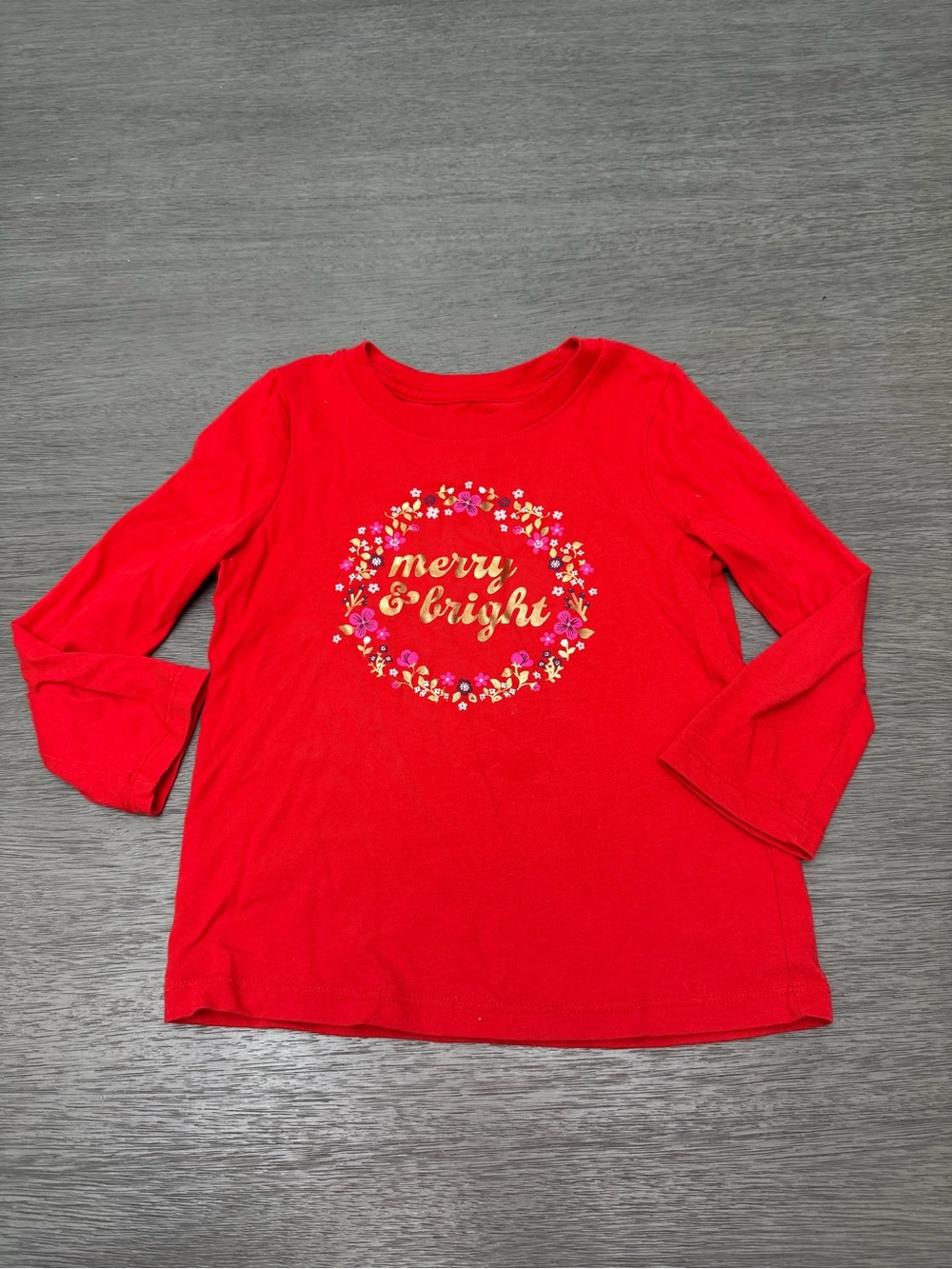 Cat & Jack Red 'Merry & Bright' Long-Sleeve Tee